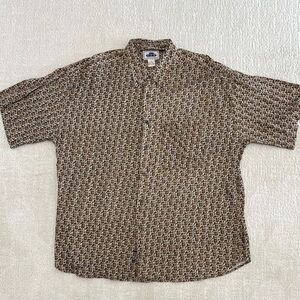 NAK‎ Men’s Short Sleeve 100% Rayon XL Button Down Lightweight Print Dress Shirt